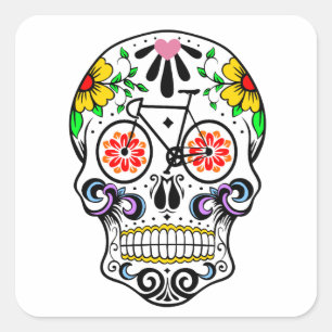 Calavera - Sugar Skull Bike Square Sticker
