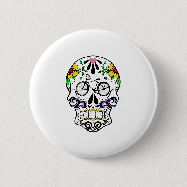 Calavera - Sugar Skull Cruiser Bike 6 Cm Round Badge (Front)