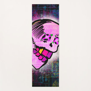 Calavera Thug Style Mexican Woodcut Grunge Yoga Mat