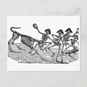 Calaveras at the Running of the Bulls c. 1800's Postcard