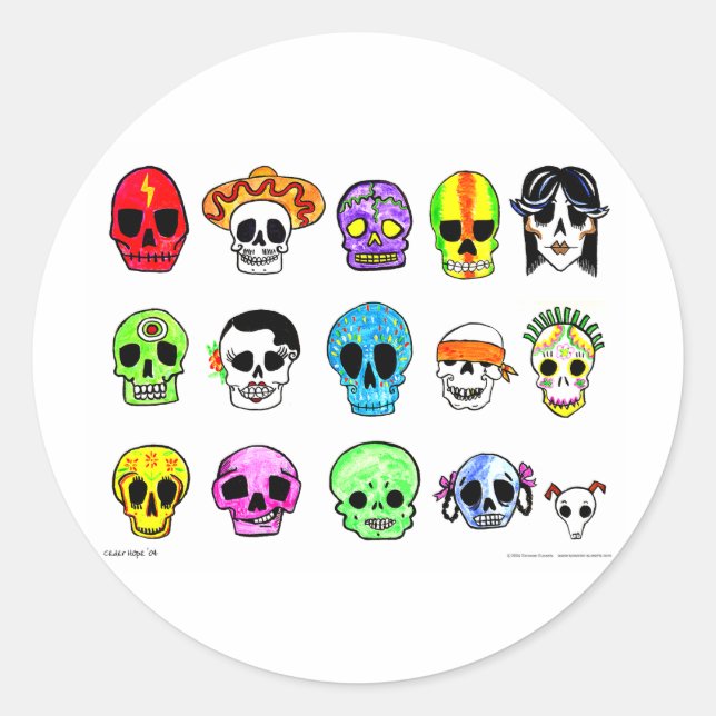 Calaveritas Classic Round Sticker (Front)