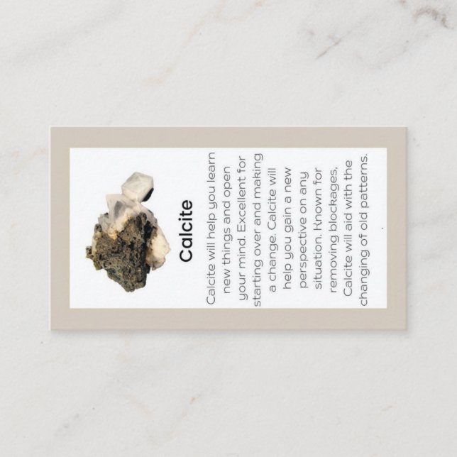 Calcite Crystal Meaning Jewellery Display Gemstone Business Card (Front)