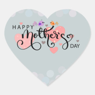 Calcomania celebration "Happy Mother's Day" Heart Sticker