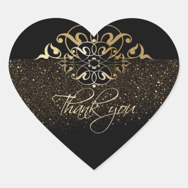 Calcomanía en forma de corazón negro con purpurina heart sticker (Front)