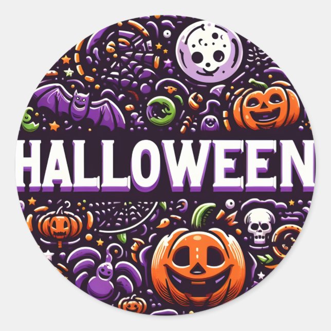 Calcomanía Halloween   Classic Round Sticker (Front)