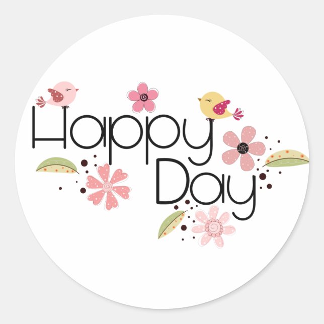 Calcomanía "Mother's Day" Happy day with love Classic Round Sticker (Front)