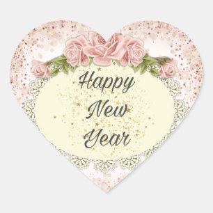 Calcomania on Happy New Year Heart Sticker