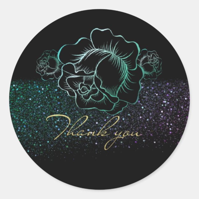 Calcomanía redonda con rosas y purpurina classic round sticker (Front)