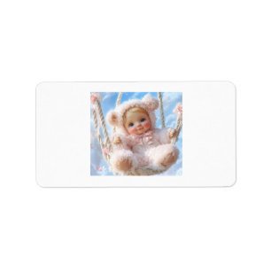 CalcomaníaSticker. 3D baby pink plush with floral Label