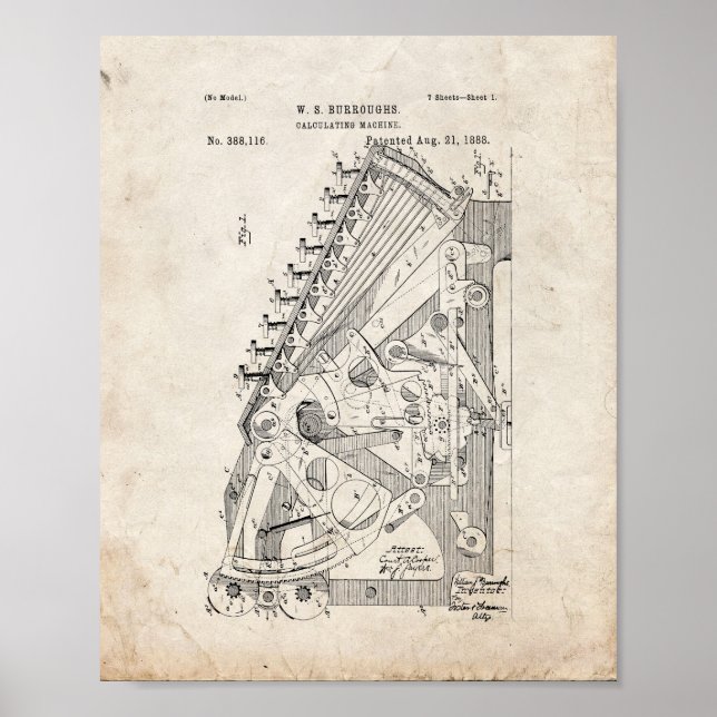 Calculating Machine Patent - Old Look Poster (Front)