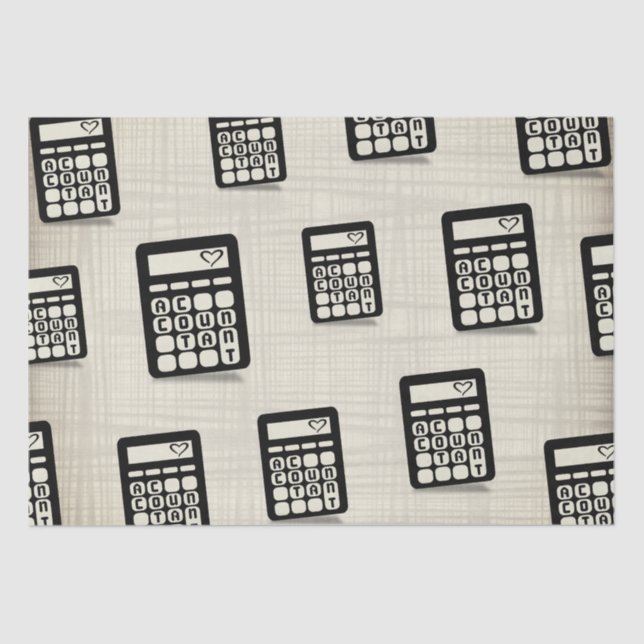 Calculator Accountant Heart Golden Tissue Paper (Front)