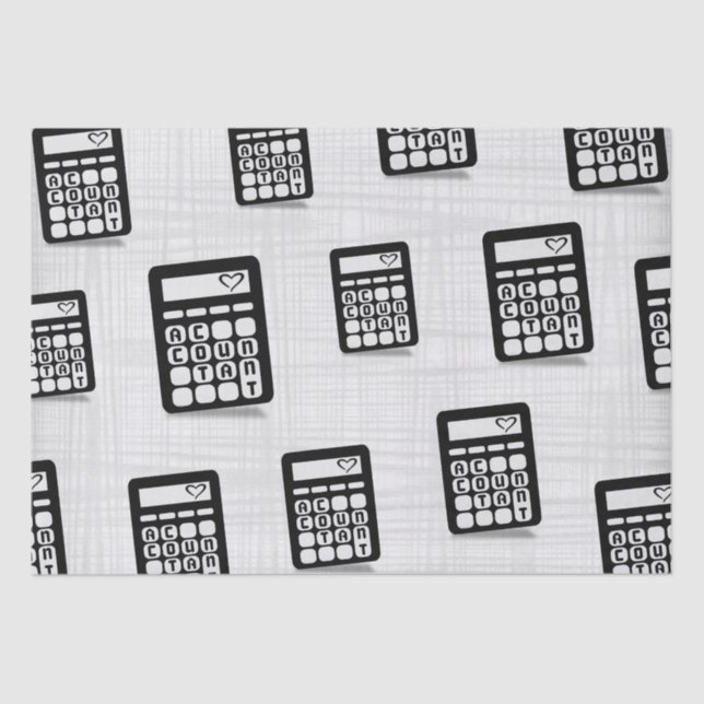 Calculator Accountant Heart Grey Tissue Paper (Front)
