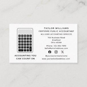Calculator Accountant Money Acutuary Social Media Business Card