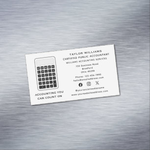 Calculator Accountant Money Acutuary Social Media Magnetic Business Card