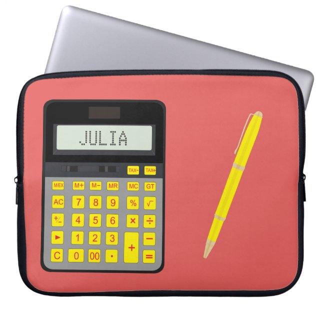 Calculator and Pen graphic Laptop Sleeve (Front)