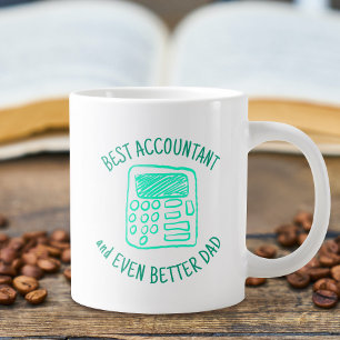 Calculator Hand Drawn   Best Accountant Dad Large Coffee Mug