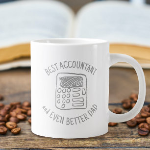 Calculator Hand Drawn   Best Accountant Dad Large Coffee Mug