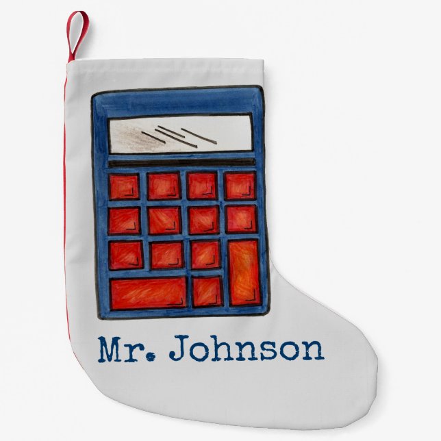 Calculator Math Class Teacher Education School Small Christmas Stocking (Front)