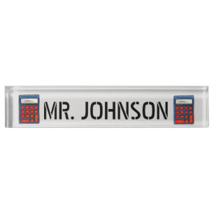 Calculator School Math Teacher Education Classroom Nameplate