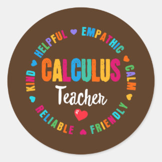 Calculus Teacher Math Teachers Algebra Squad Classic Round Sticker