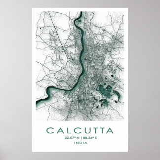 Calcutta/Kolkata Map Poster| West Bengal| India Poster