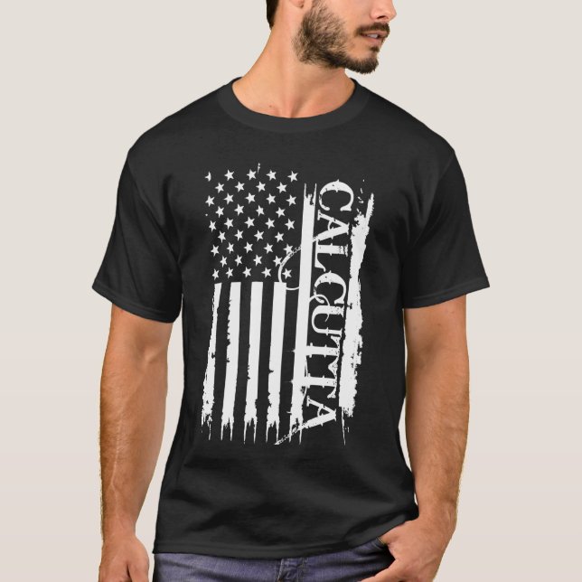 Calcutta United States Distressed w US Flag T-Shirt (Front)