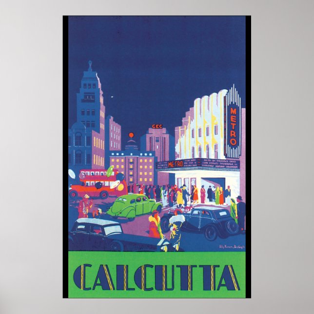 Calcutta Vintage Travel Poster (Front)