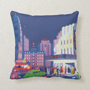 Calcutta Vintage Travel Poster Cushion
