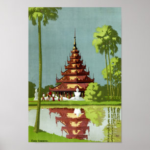 Calcutta Vintage Travel Poster Restored