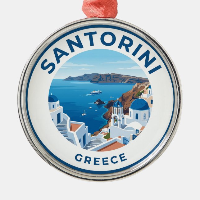 Caldera View Santorini Greece Metal Tree Decoration (Front)