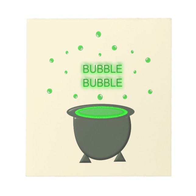 Caldron and Bubbling Green Brew Halloween Notepad (Front)