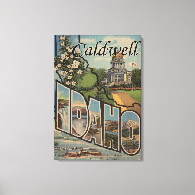 Caldwell, Idaho - Large Letter Scenes Canvas Print (Front)