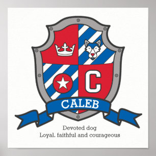 Caleb boys C name meaning red blue crest poster