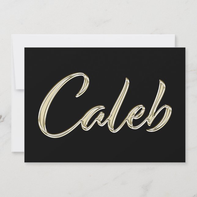 Caleb Name white gold Handwriting Card (Front)