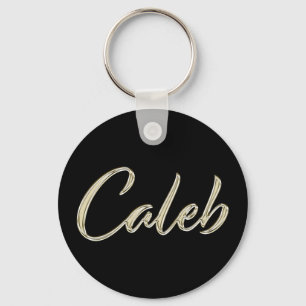 Caleb Name whitegold Button Schlüsselanhänger Key Ring
