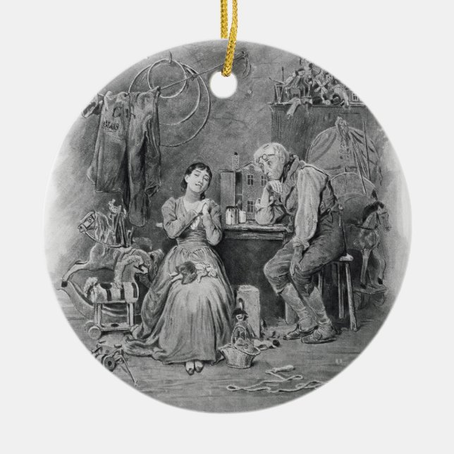 Caleb Plummer and his blind daughter, from 'Charle Ceramic Tree Decoration (Front)