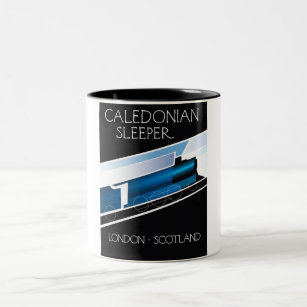 Caledonian Sleeper London Scotland travel poster Two-Tone Coffee Mug