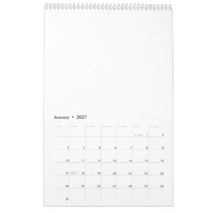 Calendar 17" x 11" Single Page Medium White