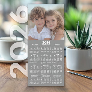 Calendar 1 Photo Collage - Can Edit Grey - Card