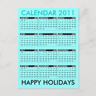 Calendar 2011 Happy Holidays Postcard Blue