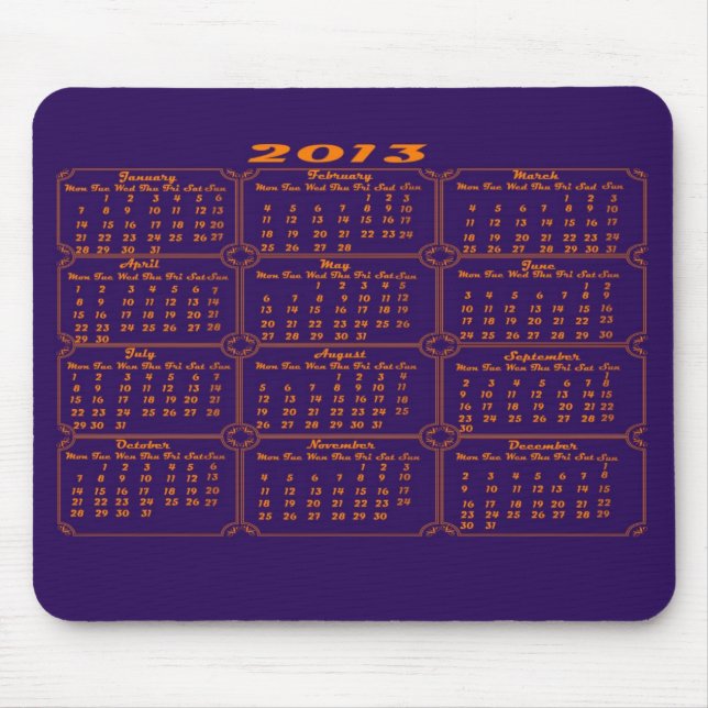 Calendar 2013 Purple Mouse Mat (Front)
