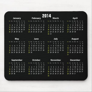 calendar 2014 black colour mouse mat