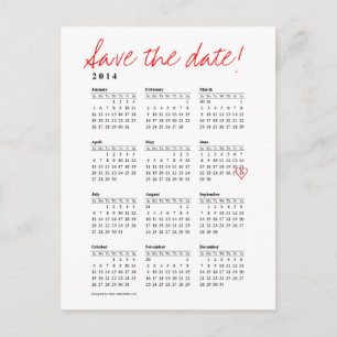Calendar 2014 Save the Date Postcard