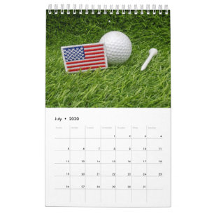 Calendar 2020 for golfer with golf ball on green