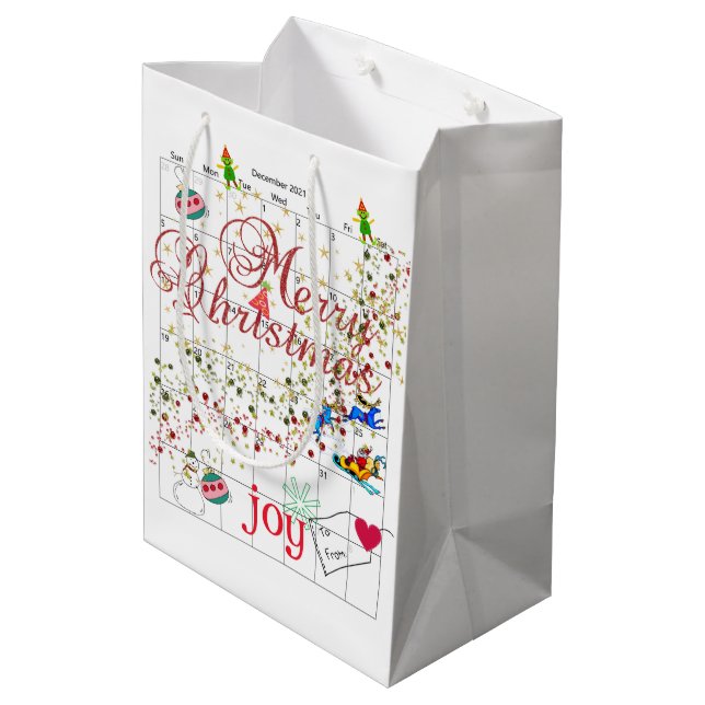 Calendar 2021 Merry Christmas  Santa  Gift Bags (Back Angled)