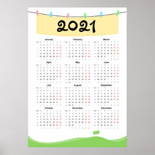 Calendar 2021 Poster - Monday start