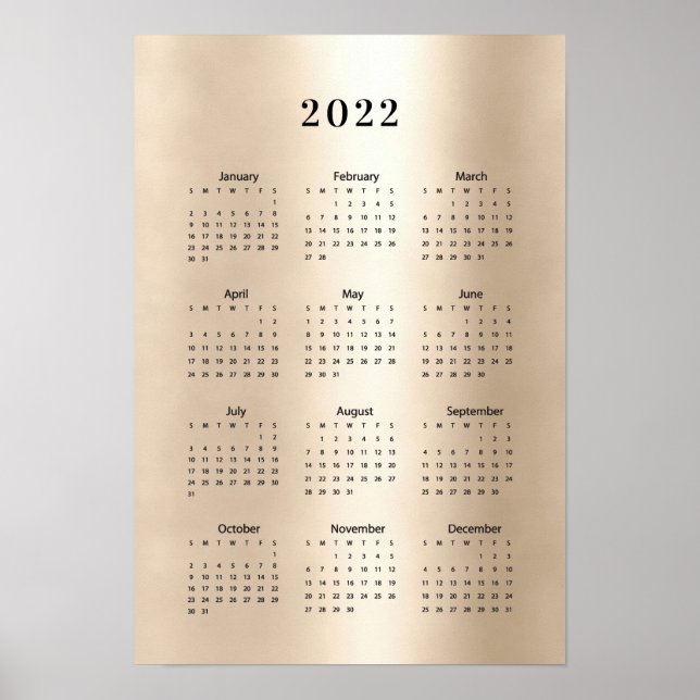  Calendar 2022 Gold Poster (Front)