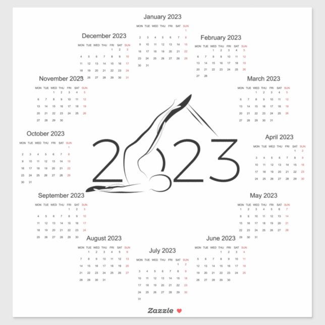 Calendar 2023 for Pilates instructor Large Clock C (Sheet)