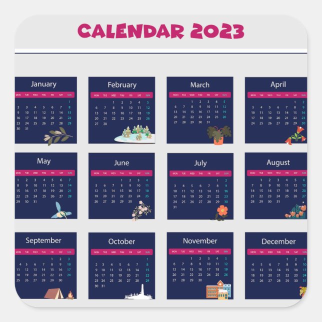 Calendar 2023  square sticker (Front)