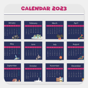 Calendar 2023 square sticker